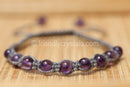 Amethyst Shamballa Bracelet - Grey cord (6mm)