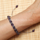 Amethyst Shamballa Bracelet - Grey cord (6mm)