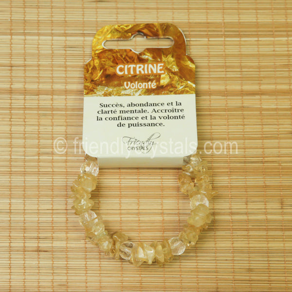 Citrine Chip Stretch Bracelet with Quartz bead