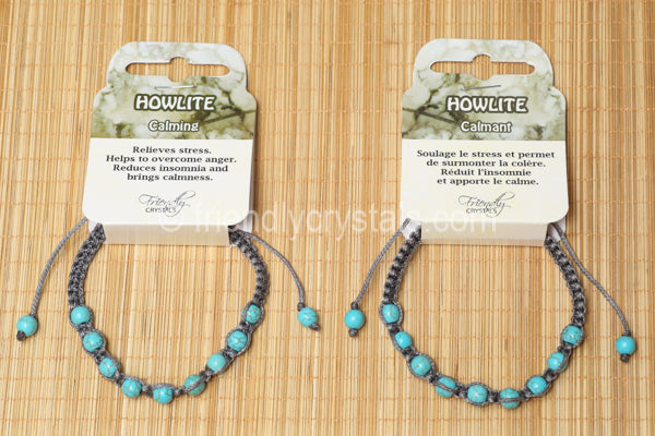 Howlite Turquoise Shamballa Bracelet - Grey cord (6mm)