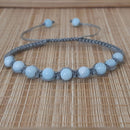 Amazonite Shamballa Bracelet- Grey Cord (6 mm) - NEW!