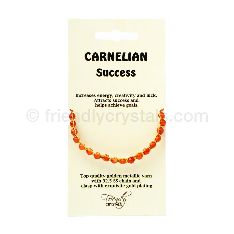 Carnelian 4 mm Gemstone Faceted Bracelet