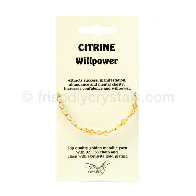 Citrine 4 mm Gemstone Faceted Bracelet