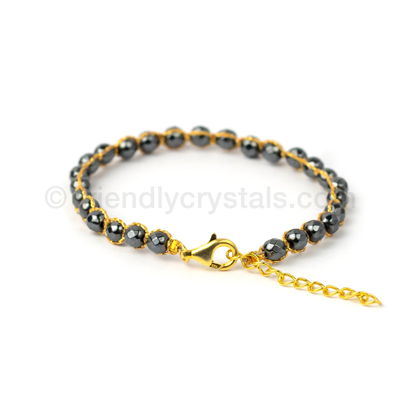 Hematite 4 mm Gemstone Faceted Bracelet