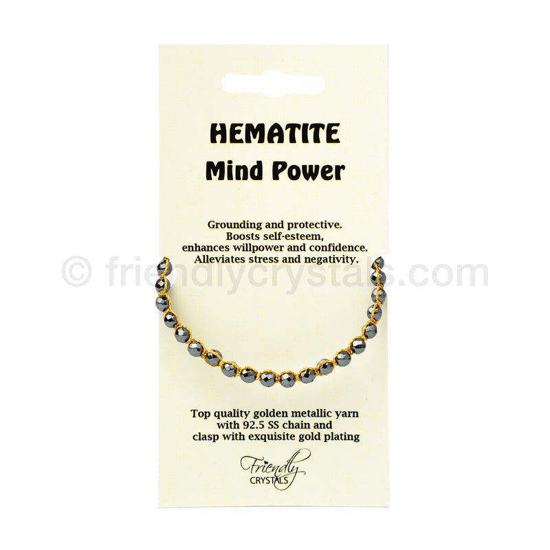 Hematite 4 mm Gemstone Faceted Bracelet