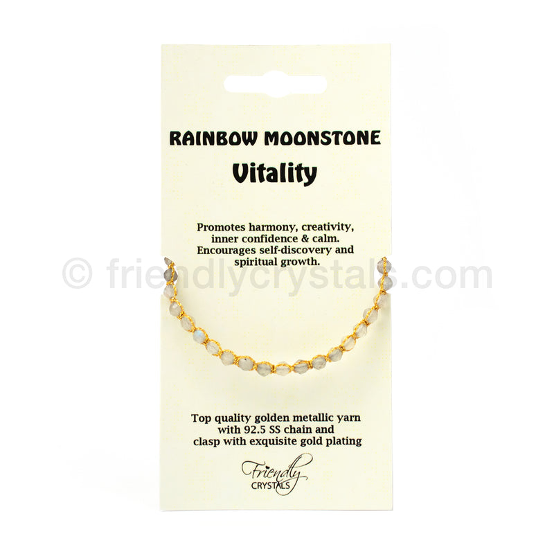 Rainbow Moonstone 4 mm Gemstone Faceted Bracelet