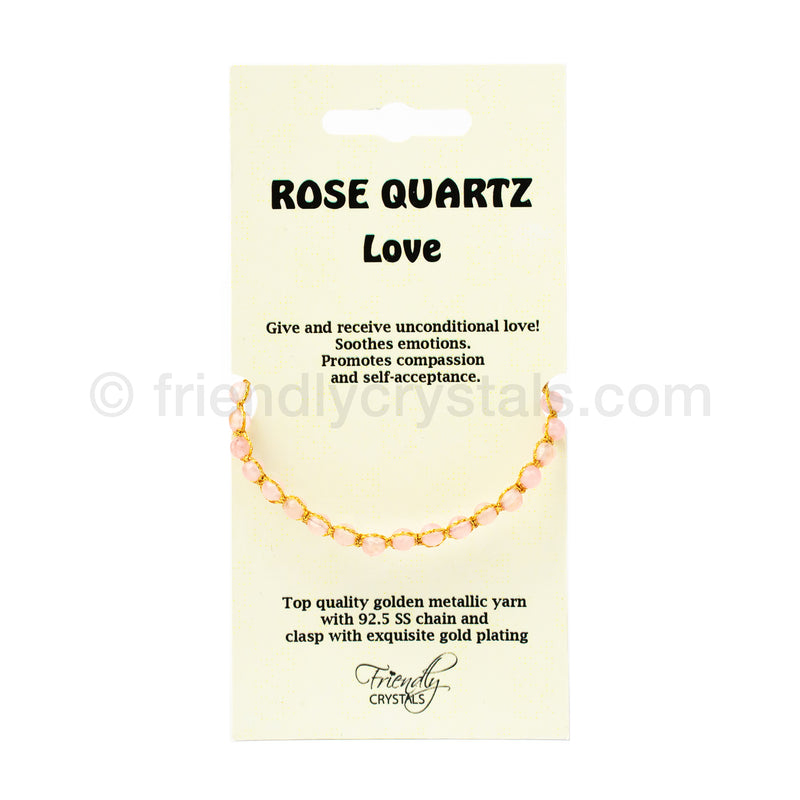 Rose Quartz 4 mm Gemstone Faceted Bracelet
