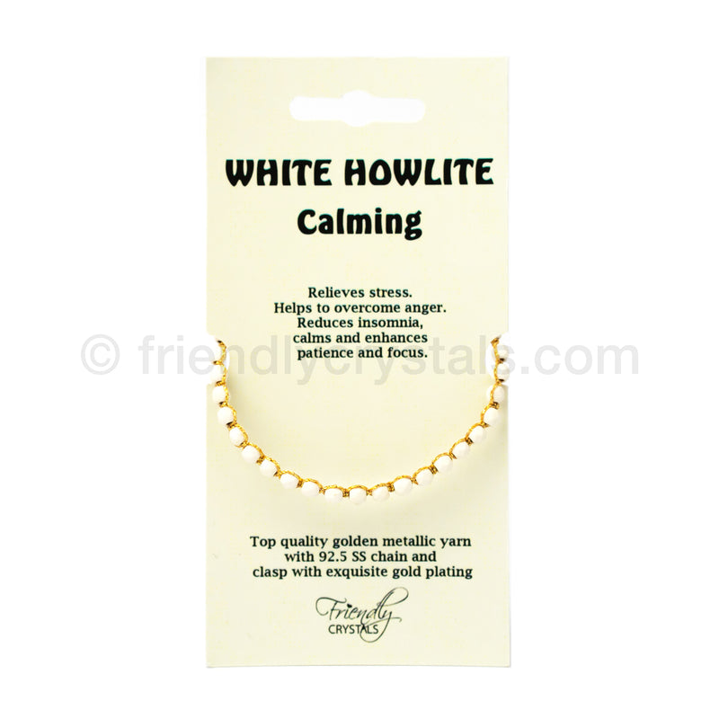 White Howlite 4 mm Gemstone Faceted Bracelet