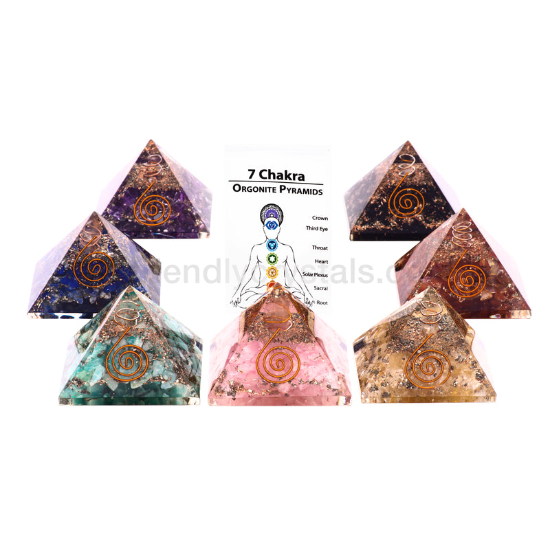 7 Chakra Orgonite Pyramid Set 50-55 mm