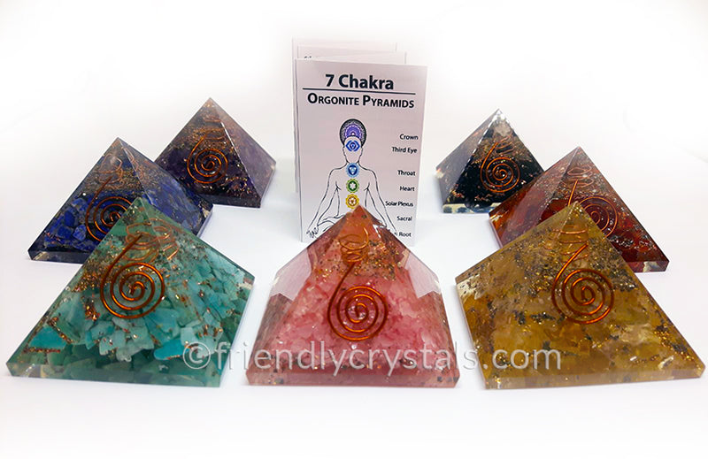 7 Chakra Orgonite Pyramid Set 50-55 mm