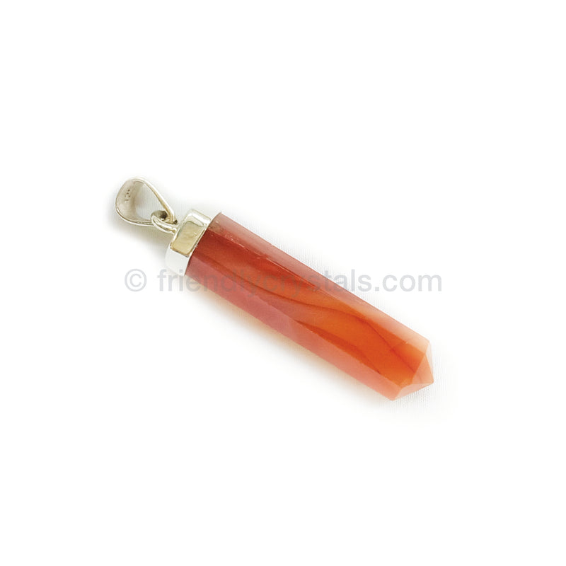 SS Carnelian Capped Faceted Pendant