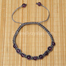 Amethyst Shamballa Bracelet - Grey cord (6mm)
