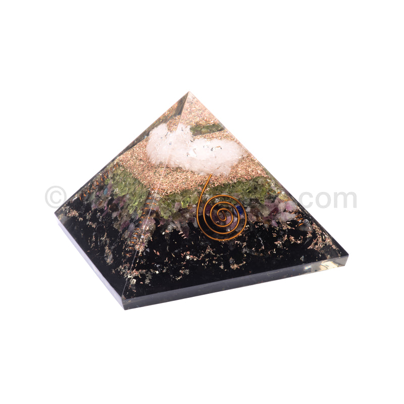 Black Tourmaline/Watermelon Tourmaline/Peridot/Druzy Pyramid 90 mm