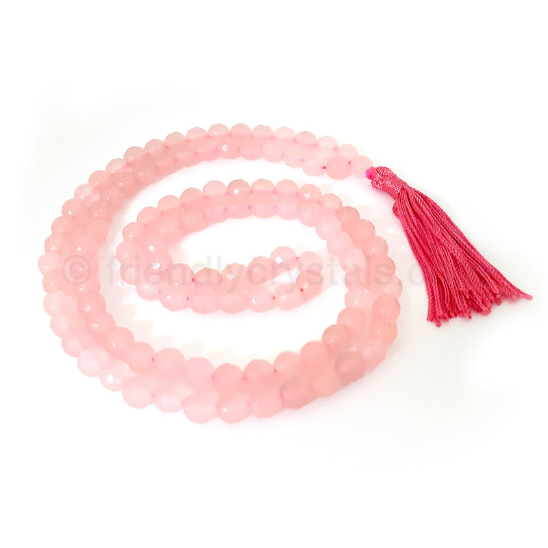 Rose Quartz Mala Faceted