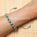 Howlite Turquoise Shamballa Bracelet - Grey cord (6mm)