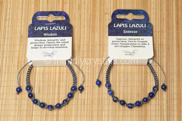 Lapis Shamballa Bracelet - Grey cord (6mm)
