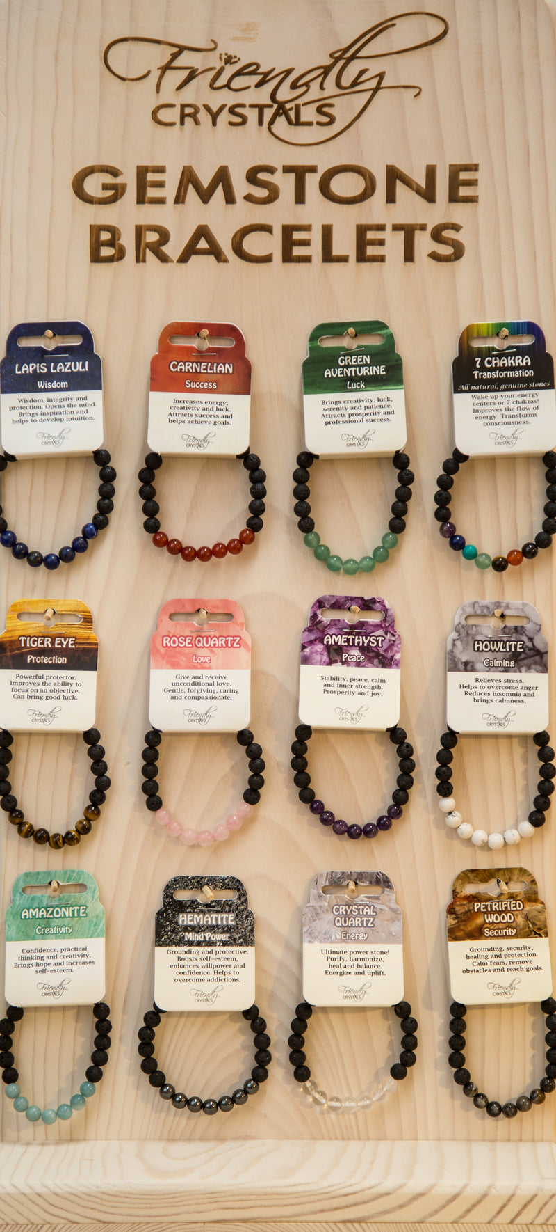 A Pack of 12 Lava Bracelets-One in each variety - Buy the pack and get one Calcite Lava Bracelet FREE!