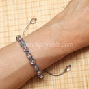 Quartz Shamballa Bracelet - Grey cord (6mm)