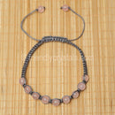 Rose Quartz Shamballa Bracelet - Grey cord (6mm)