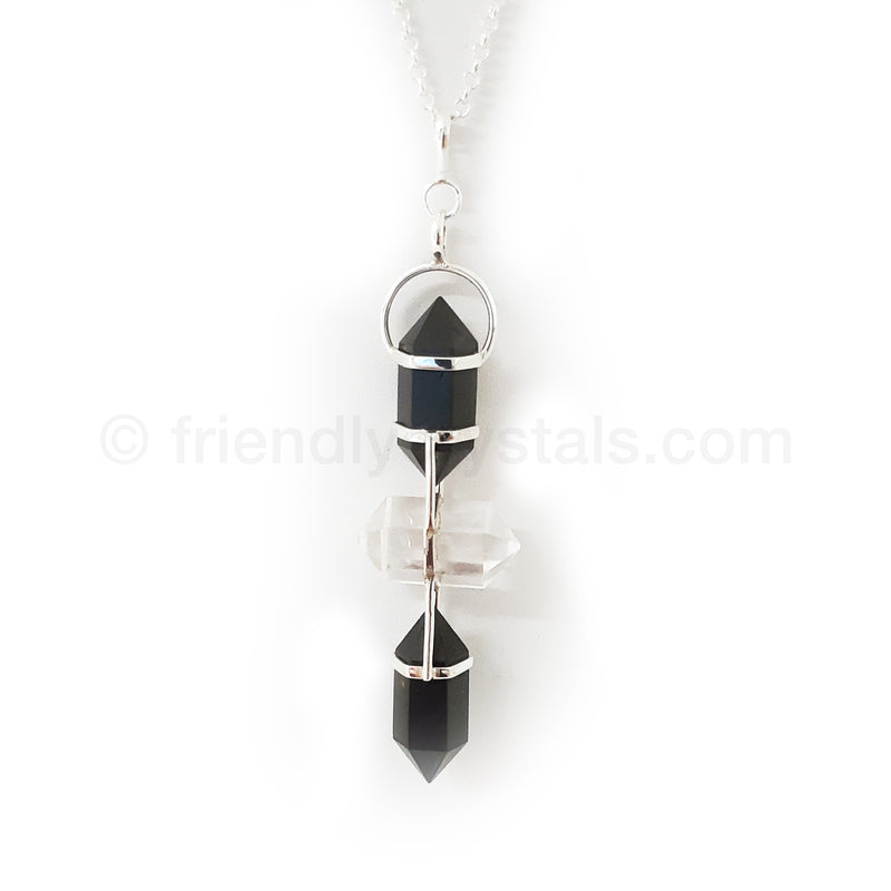 Shungite- SS SH 3 Layer Pendant