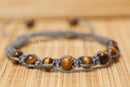Tiger Eye Shamballa Bracelet - Grey cord (6mm)