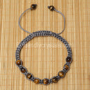 Tiger Eye Shamballa Bracelet - Grey cord (6mm)