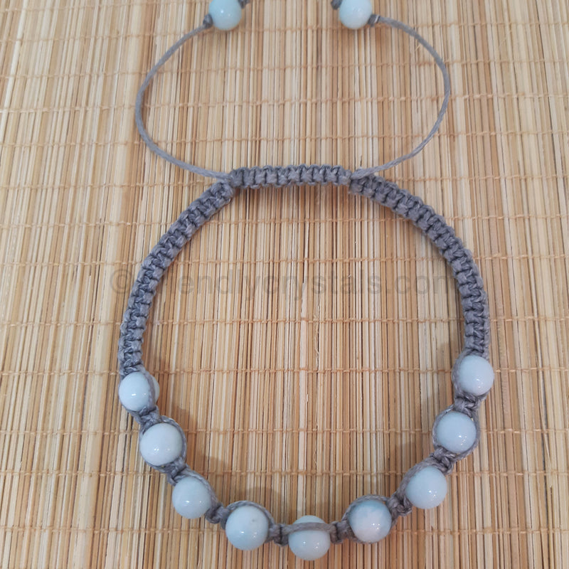 Amazonite Shamballa Bracelet- Grey Cord (6 mm) - NEW!