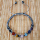 Chakra Shamballa Bracelet -Grey Cord (6 mm) - NEW!