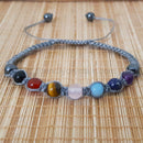 Chakra Shamballa Bracelet -Grey Cord (6 mm) - NEW!